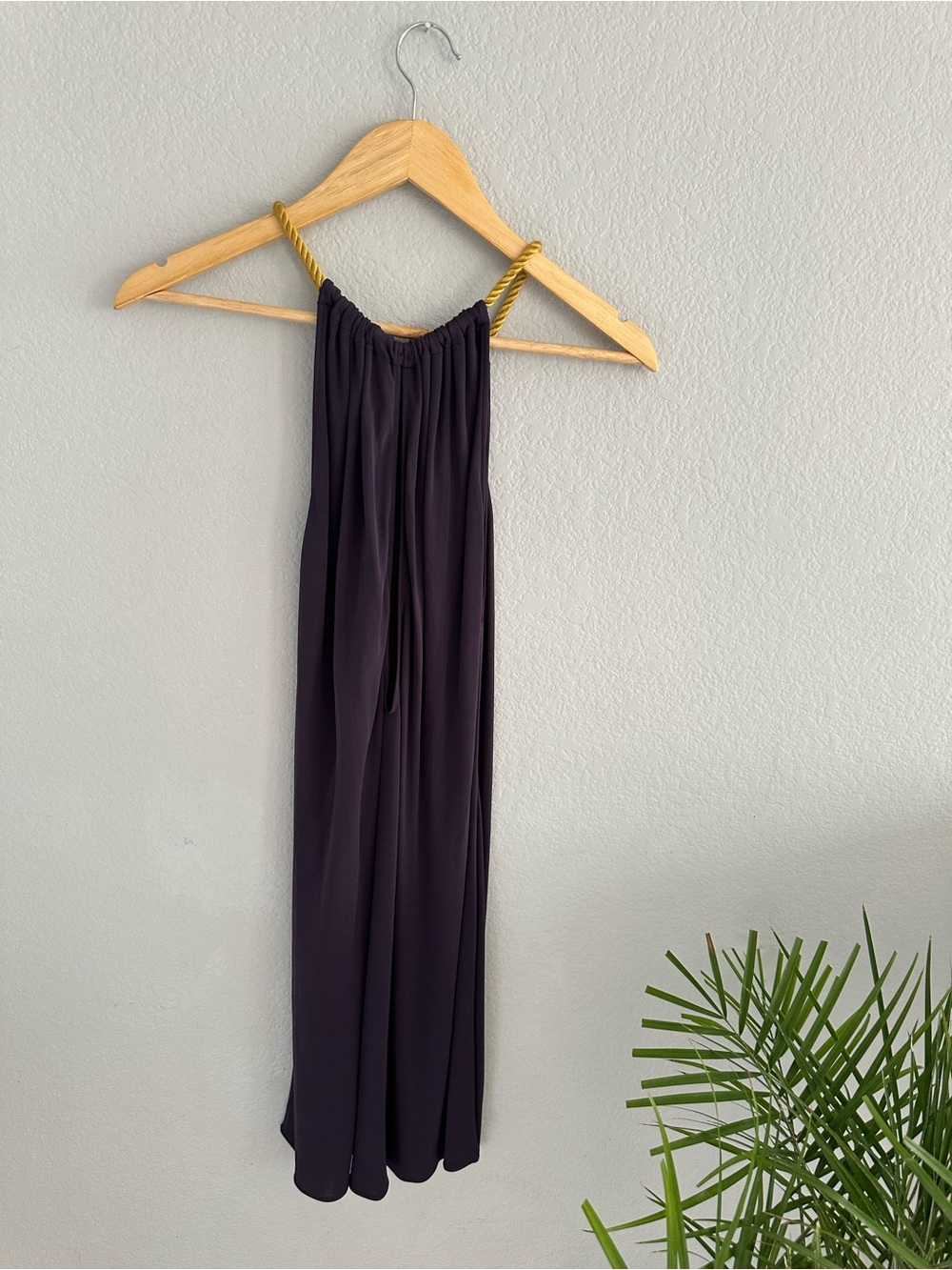 Yigal Azrouel Dark purple dress with Gold Rope Straps